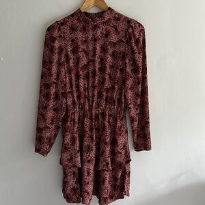 ZARA floral flouncy high neck mini dress size small